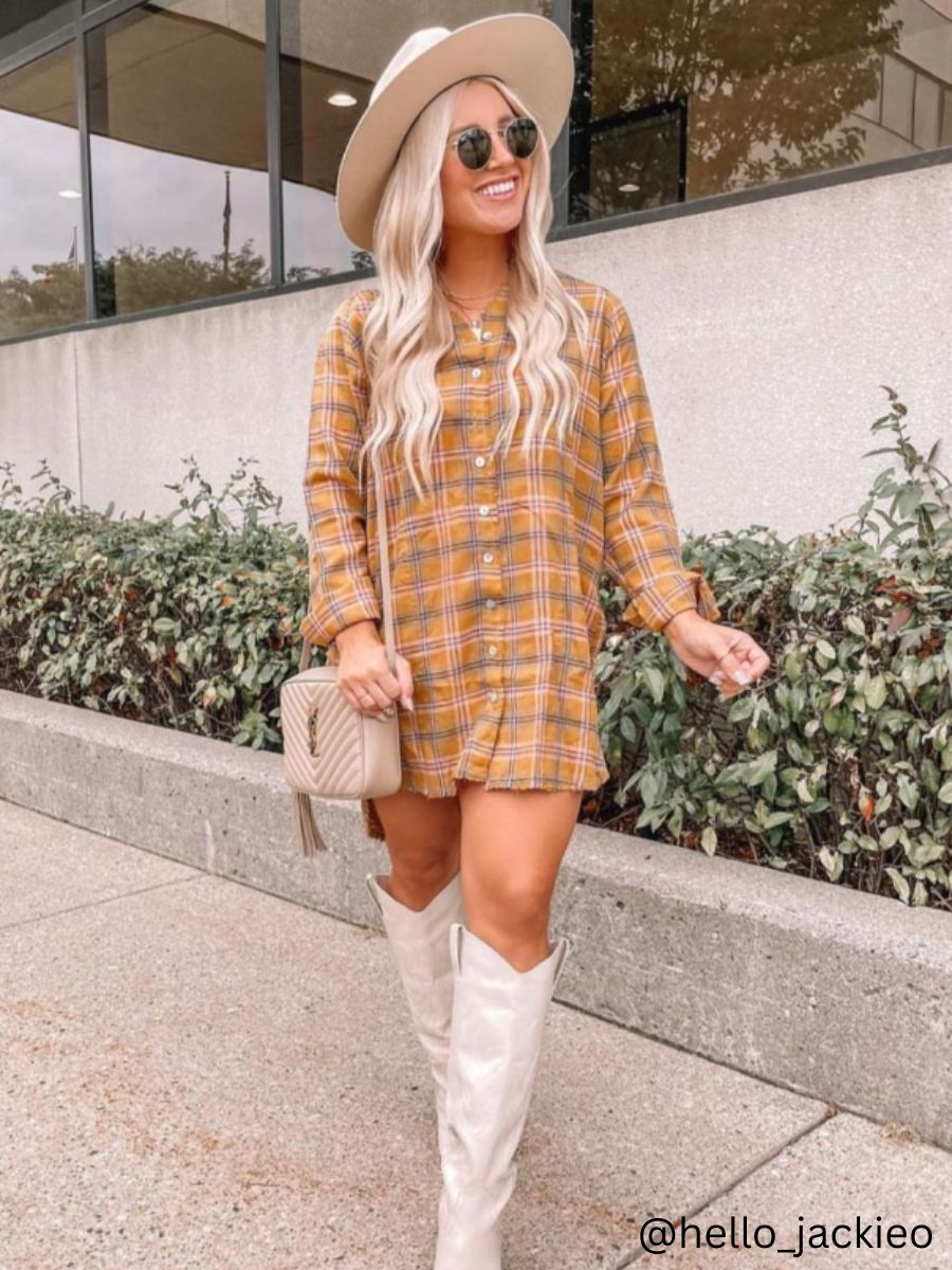 KERI PLAID TUNIC-MUSTARD PLAID