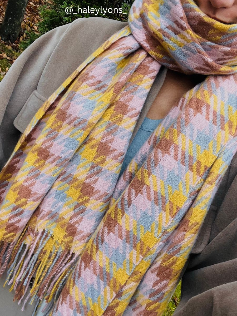 STAR HOUNDSTOOTH SCARF-MUST/SIENNA