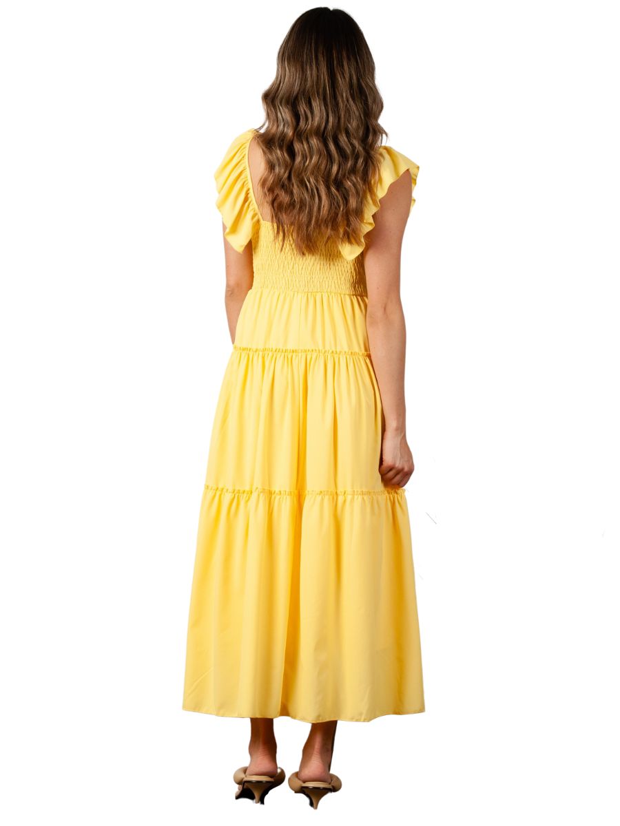 YUDITH SMOCKED MAXI DRESS-LT.YELLOW