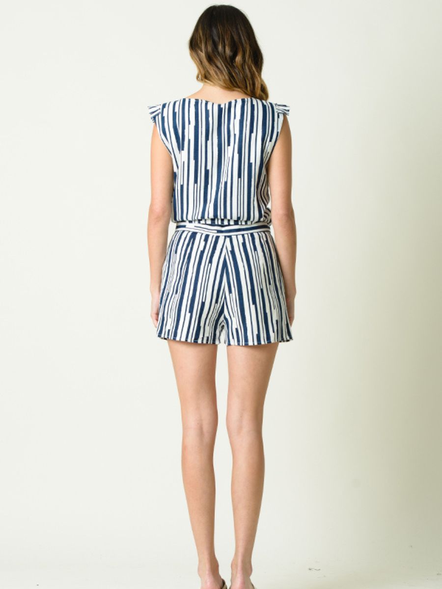 JASMINE CONTRAST STRIPE SHORTS-NAVY STRIPES