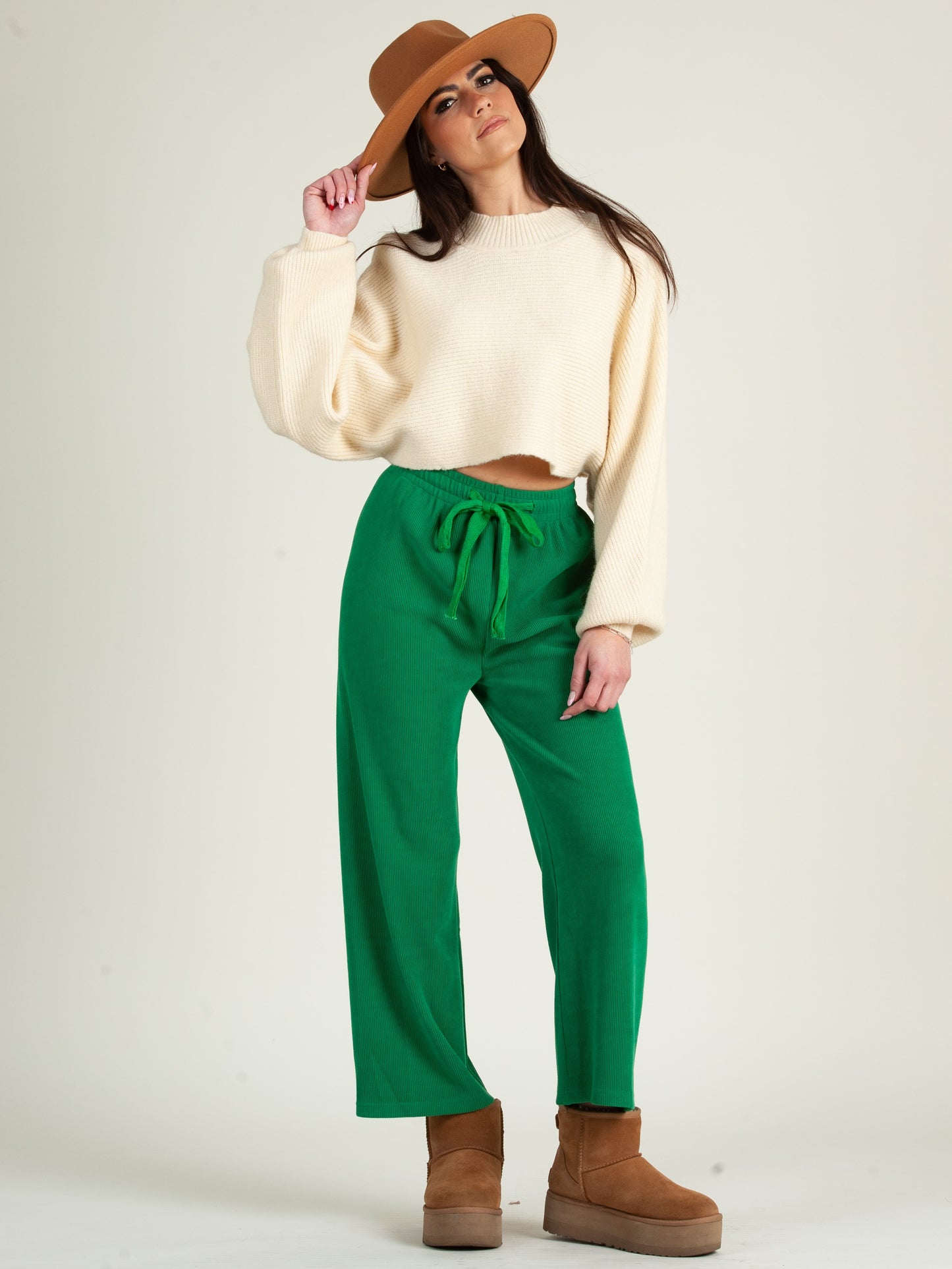 GREEN RIBBED PANT