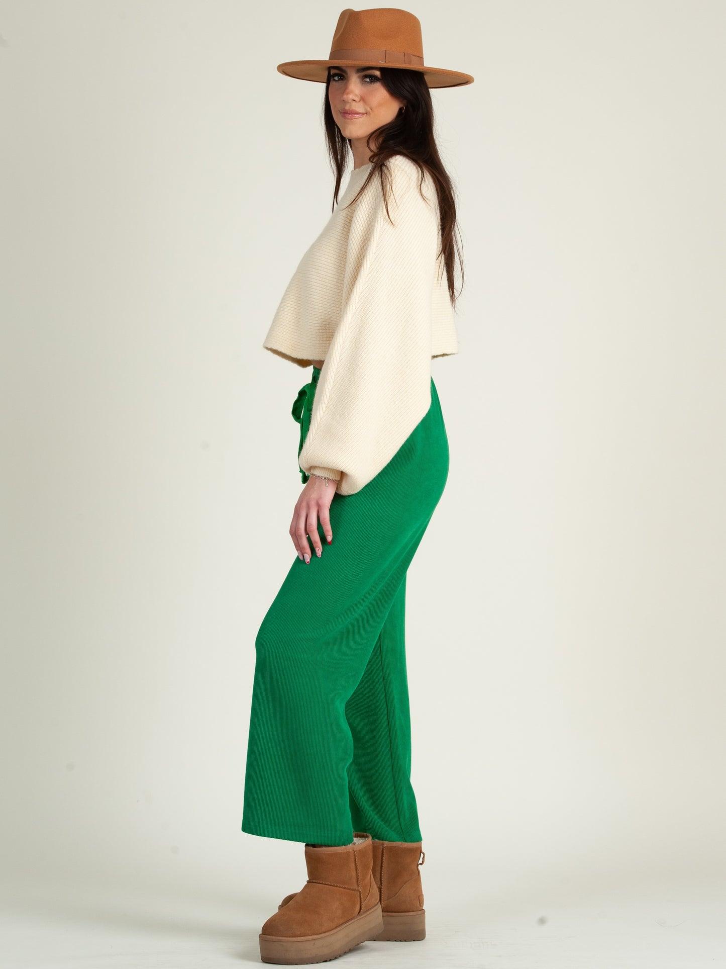 GREEN RIBBED PANT