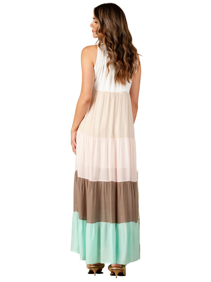 JUBILEE COLOR BLOCK MIDI DRESS-MINT COMBO