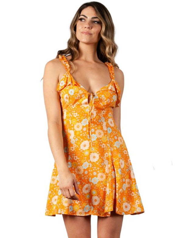 BOUVARDIA DRESS-ORANGE FLORAL