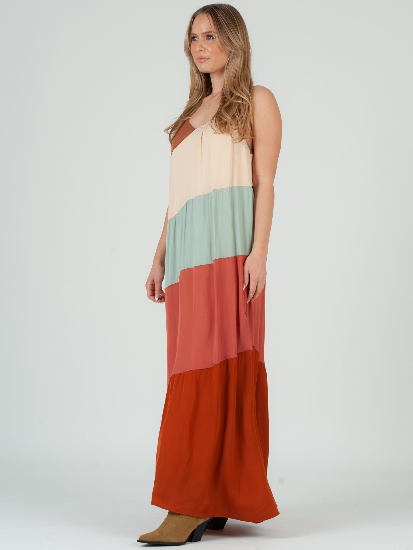 Women's Color Block Maxi Dress