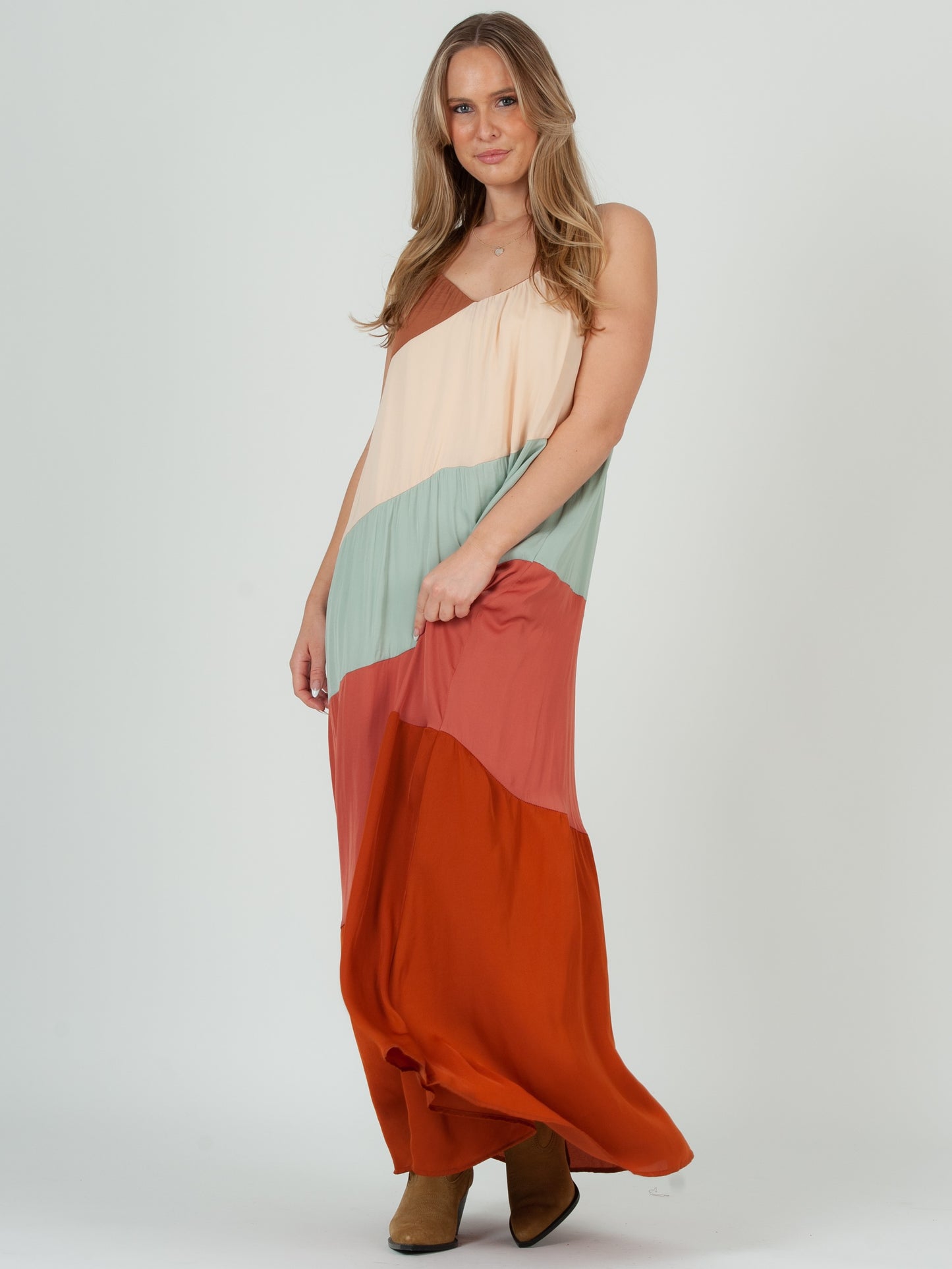 Women's Color Block Maxi Dress