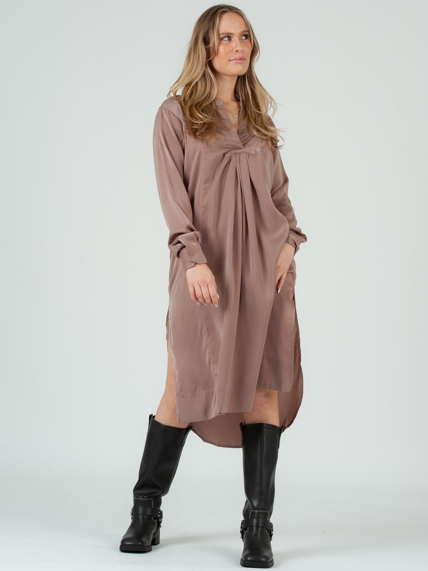 SATIN SHIRTDRESS