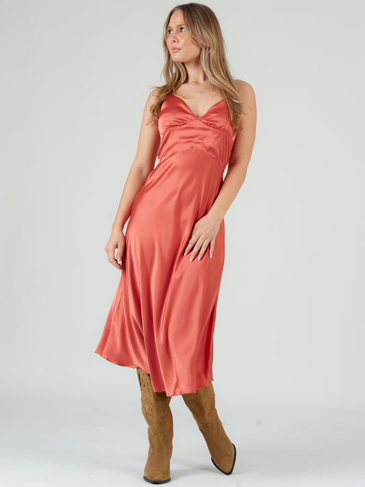 SATIN SLIP MIDI DRESS