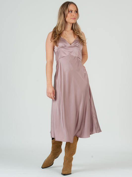 SATIN SLIP MIDI DRESS