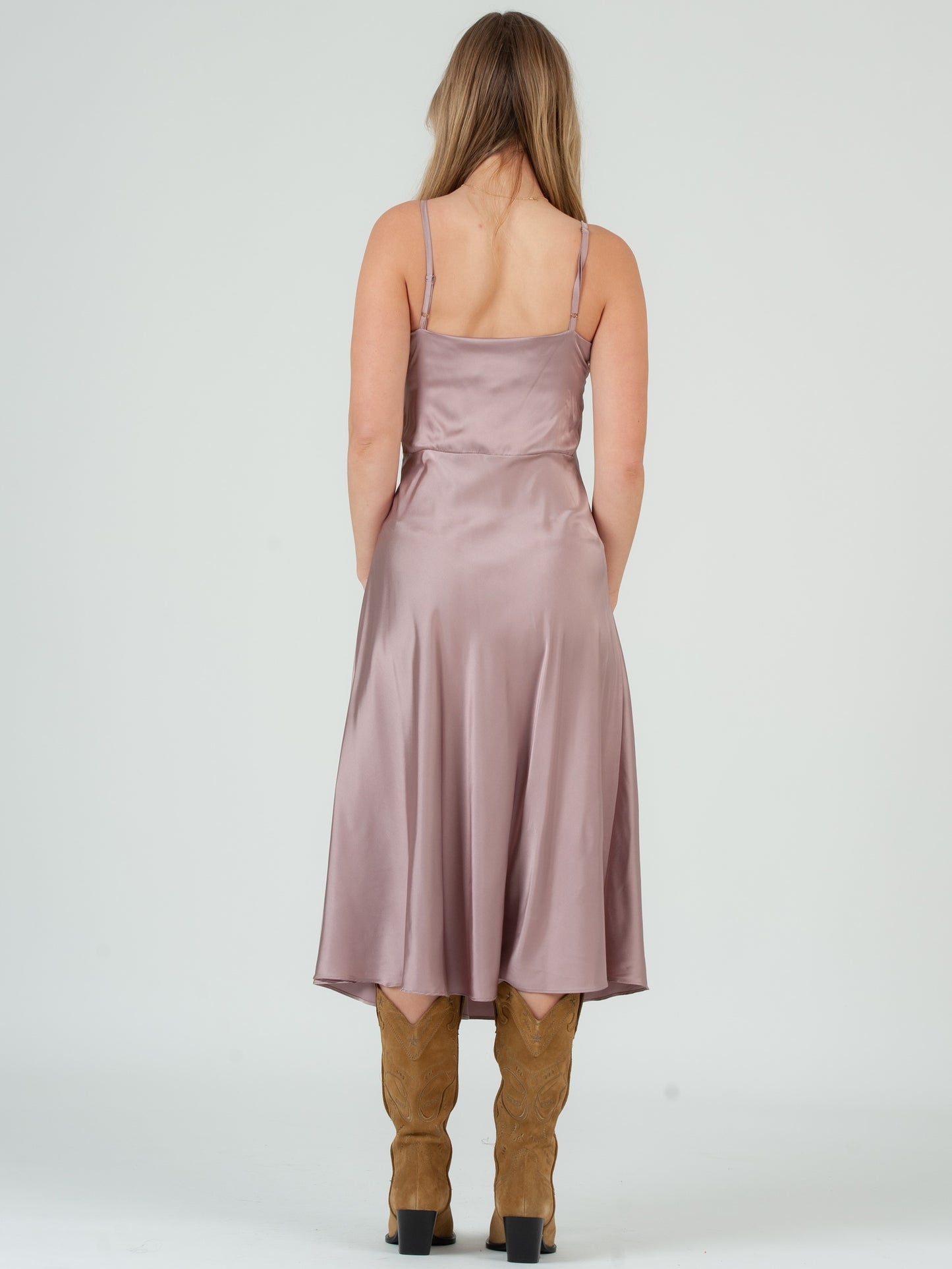 SATIN SLIP MIDI DRESS