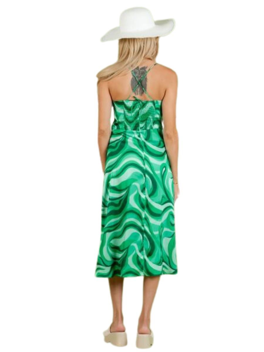 STELLA SWEETHEART DRESS-GREEN SWIRL