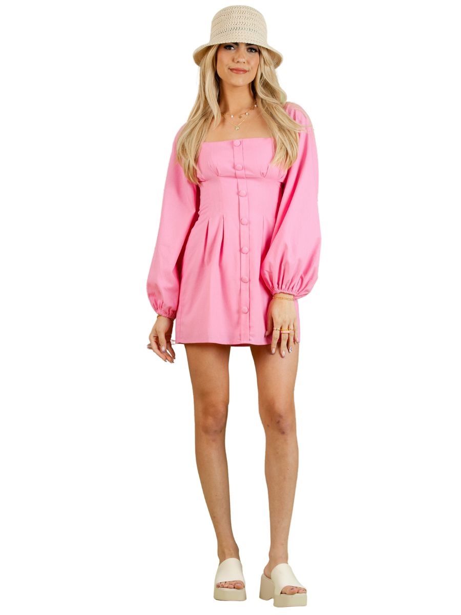 ANGELICA STRUCTURED BODICE DRESS-PINK