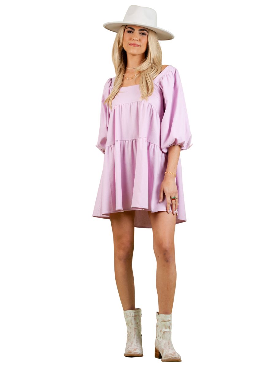 JEAN BABYDOLL DRESS-LAVENDER S JEAN BABYDOLL DRESS-LAVENDER S