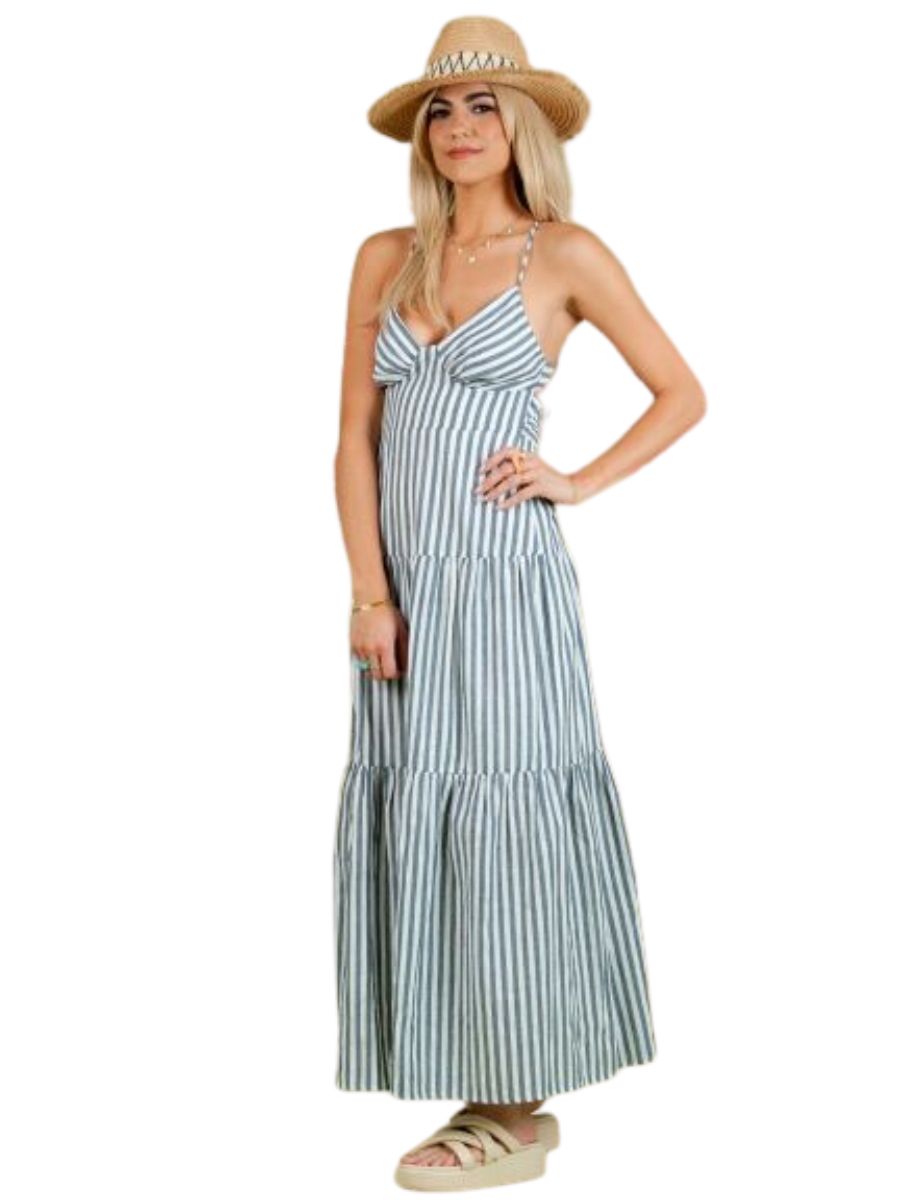 LILAH STRIPED DRESS-NAVY