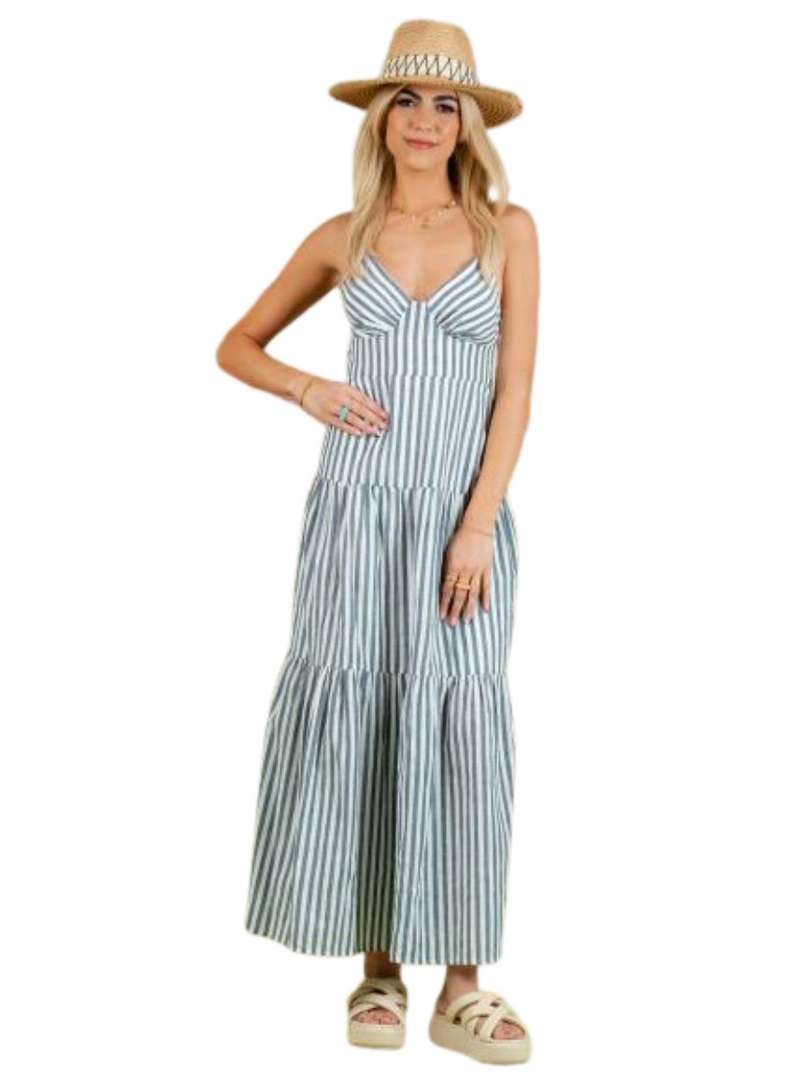 LILAH STRIPED DRESS-NAVY XS LILAH STRIPED DRESS-NAVY XS