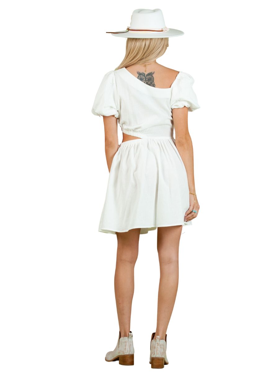 JENNA CUTOUT DRESS-WHITE