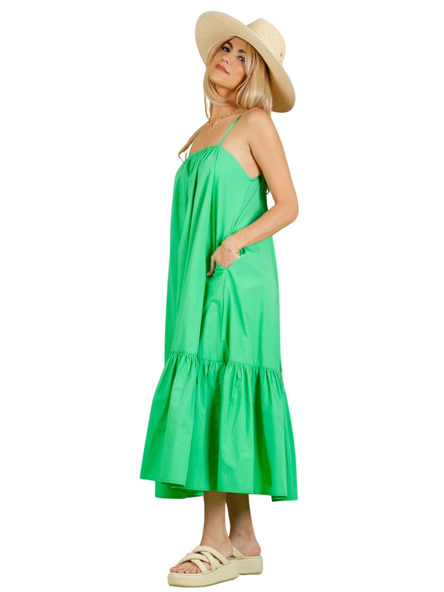 KERRY POPLIN MAXI DRESS-KELLY GREEN