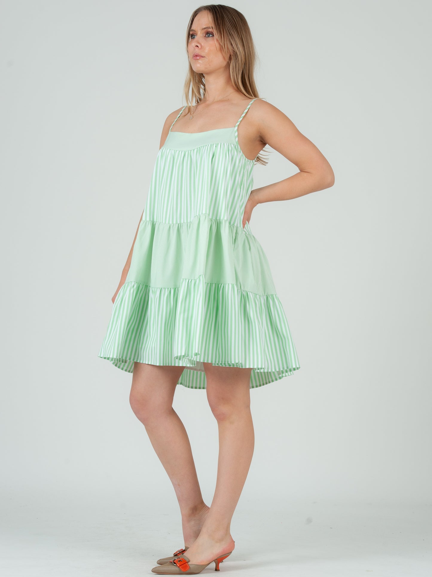 GREEN STRIPED DRESS