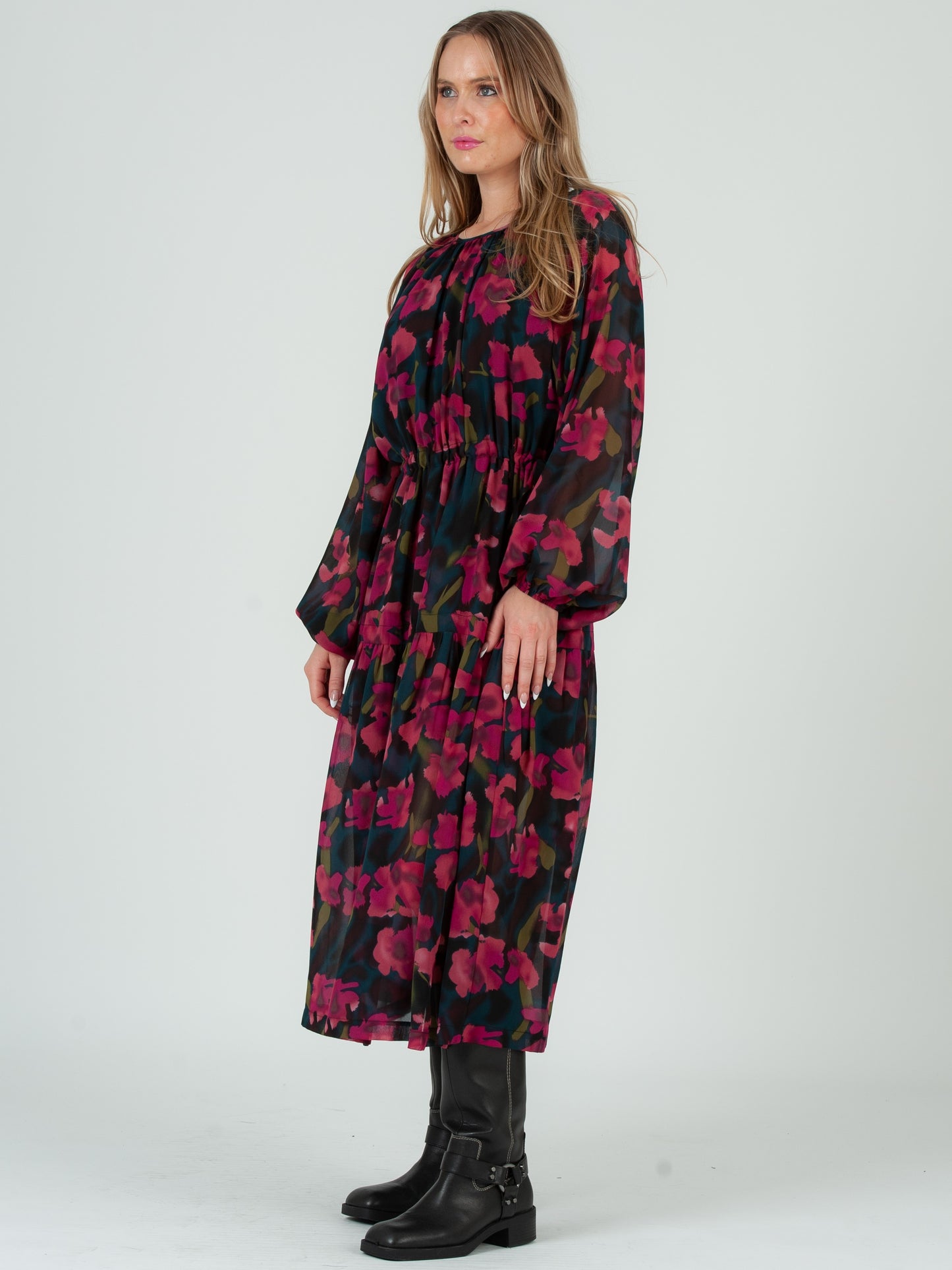 Women's Maxi Dress In Fuchsia Teal Floral