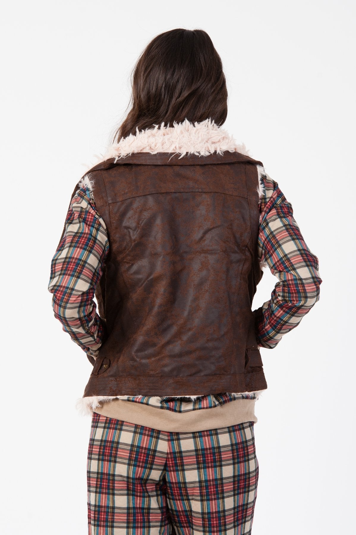 QUILTED JOGGER PANT-TAN RED PLAID