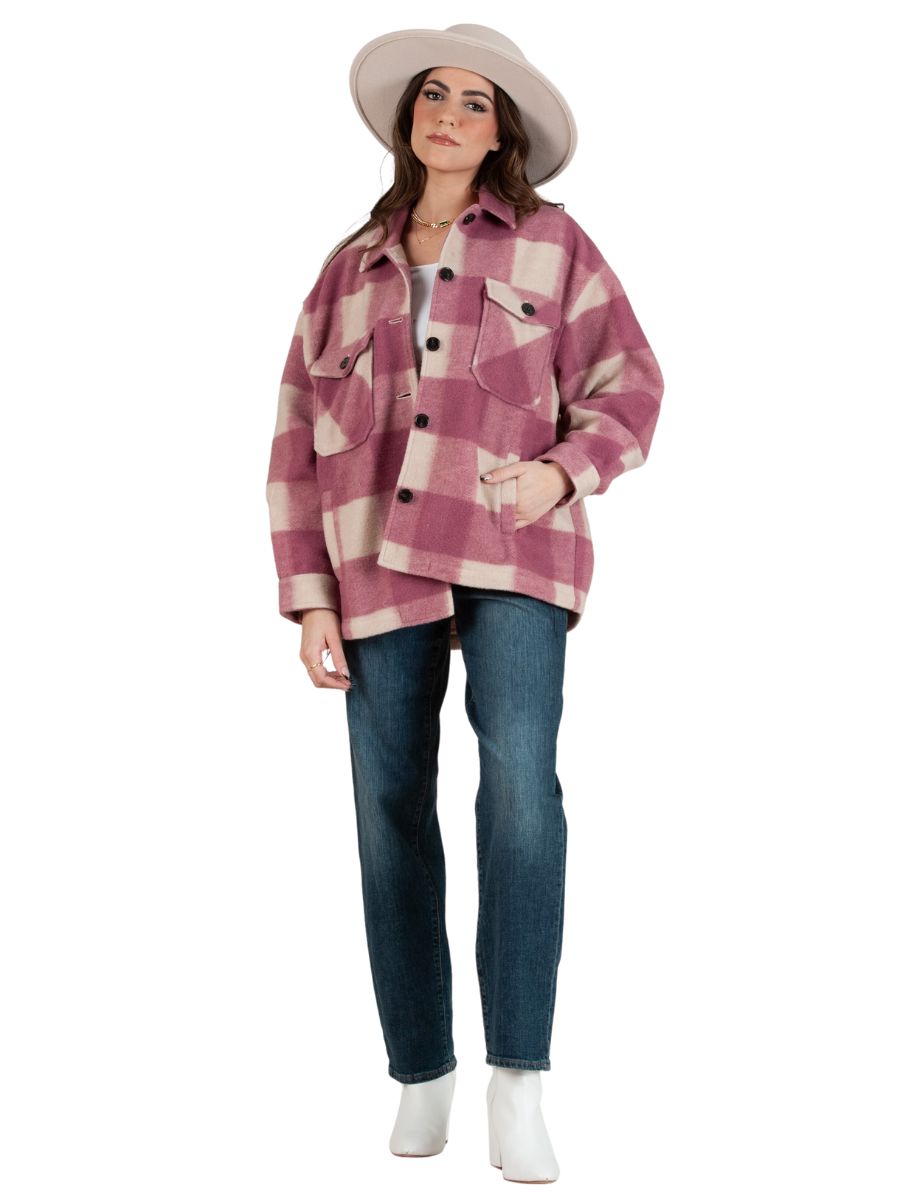 HAINES PLAID SHACKET-MAUVE PLAID