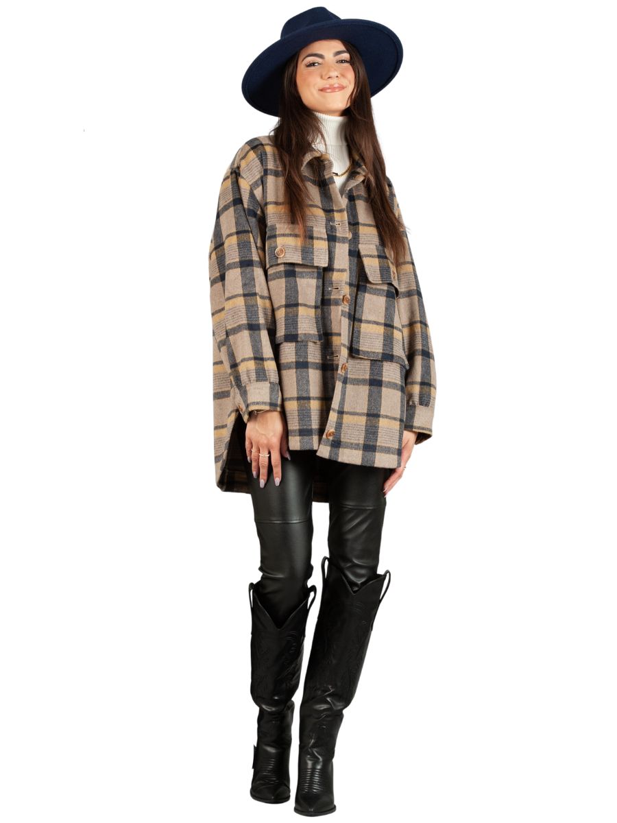 SOUTHEAST SHACKET-NAVY PLAID