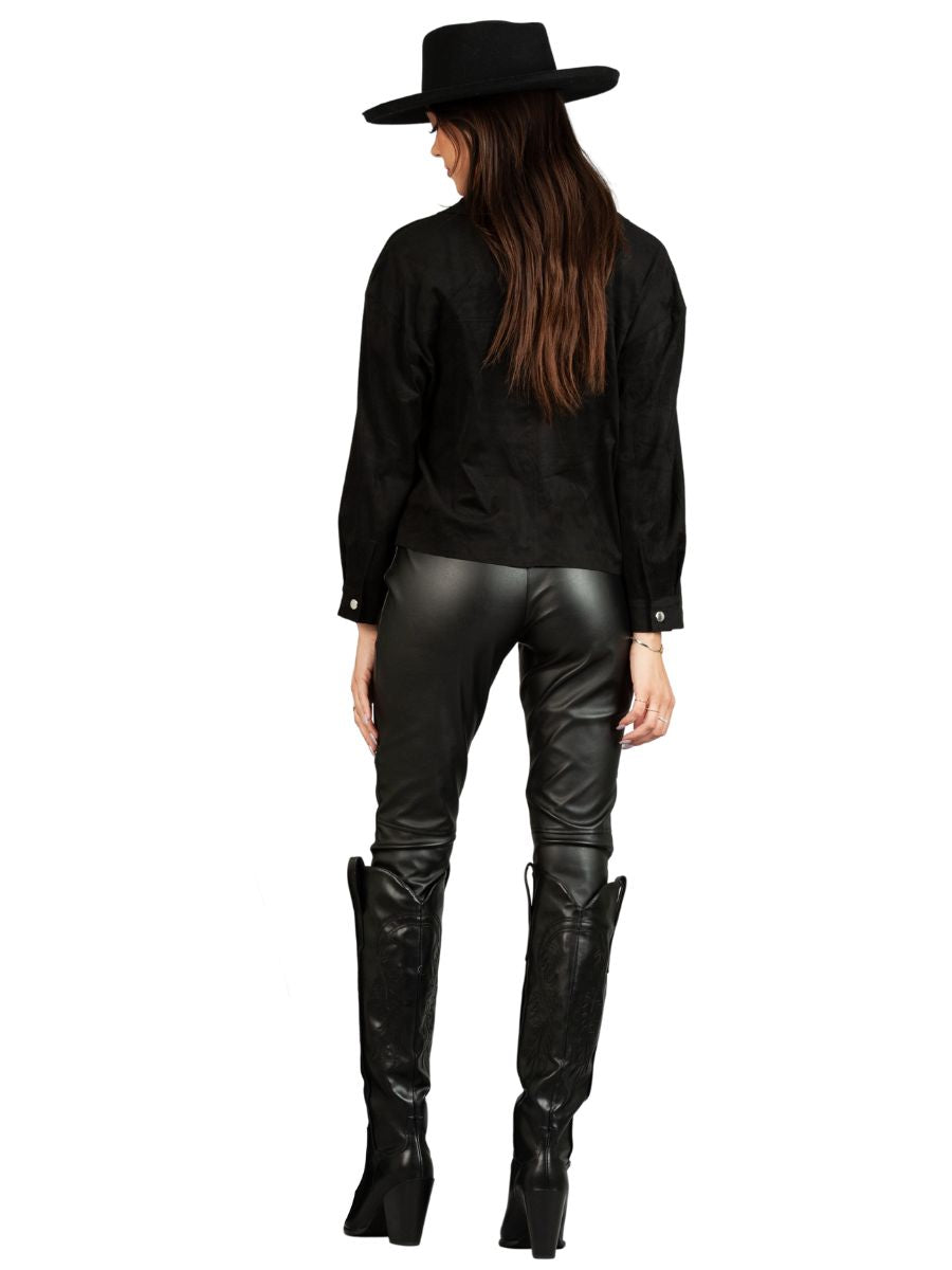 DUSTY FAUX SUEDE JACKET-BLACK