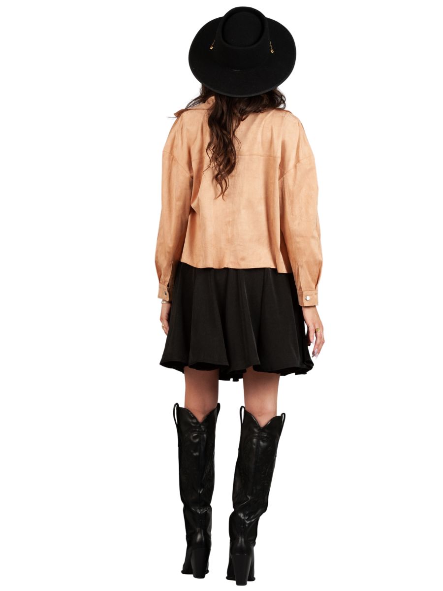 DUSTY FAUX SUEDE JACKET-TAN