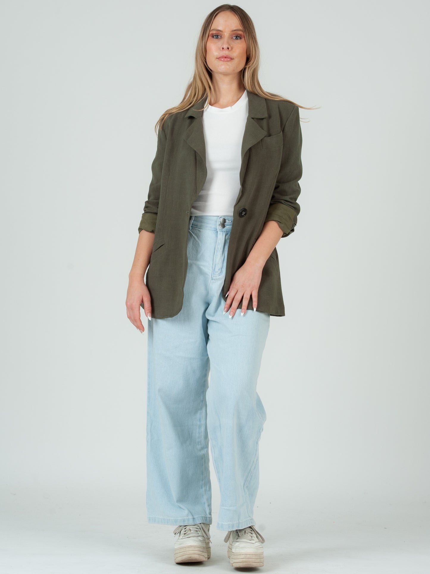 OLIVE LINEN BLAZER