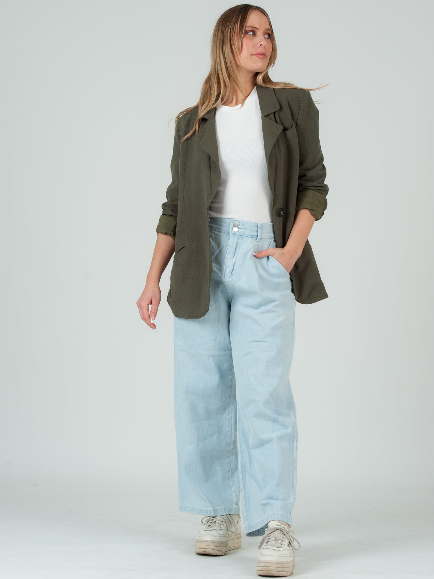 OLIVE LINEN BLAZER