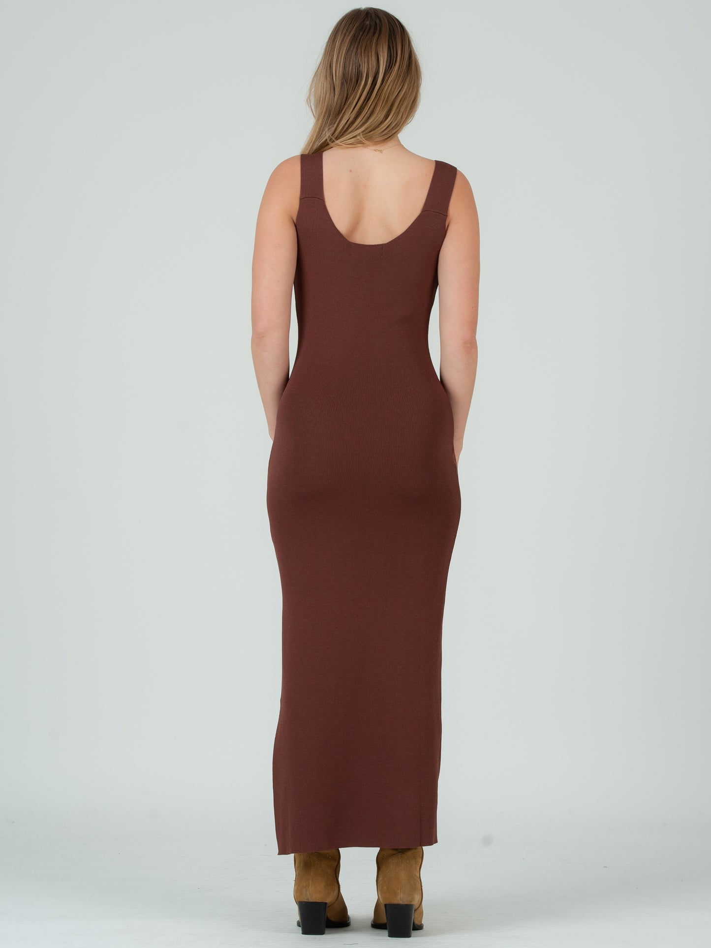 BROWN KNIT MAXI DRESS