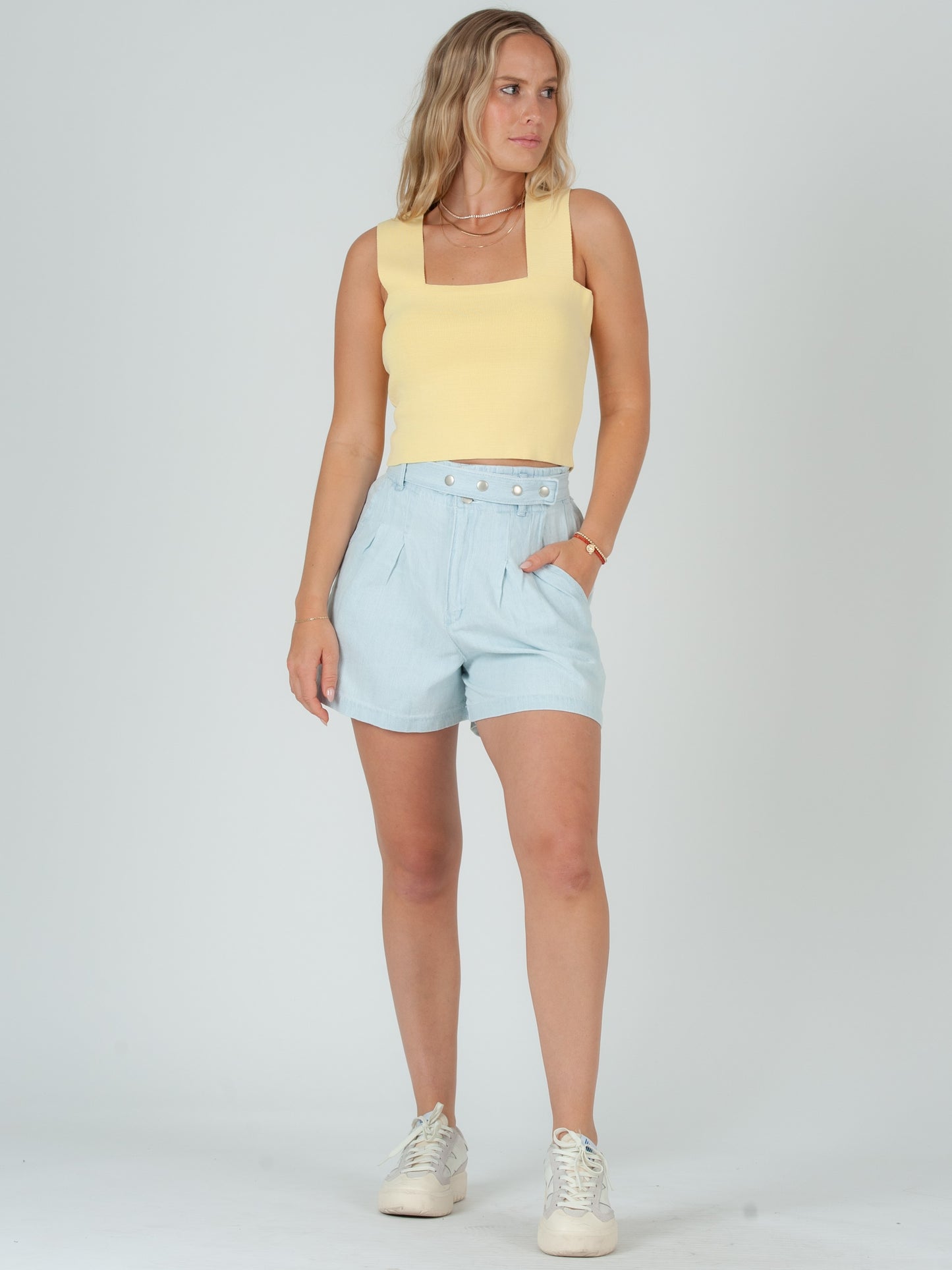 Women's Pastel Knit Square Neck Tank Top