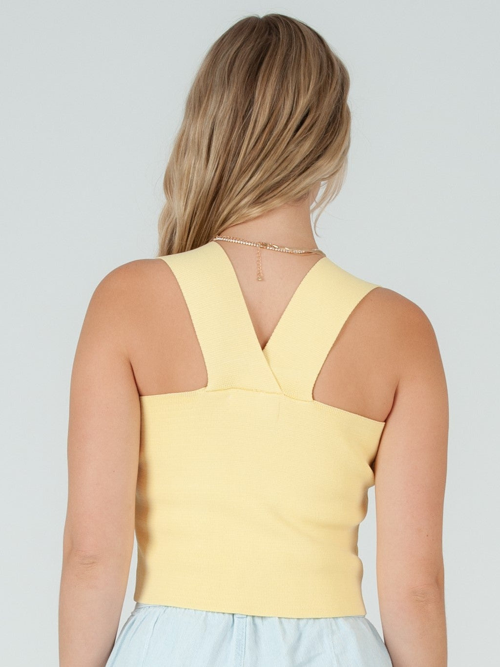 Women's Pastel Knit Square Neck Tank Top
