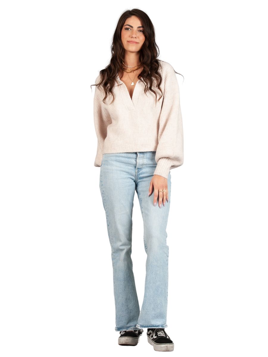 AMINA PULLOVER COLLAR SWEATER-SNOW BLUSH