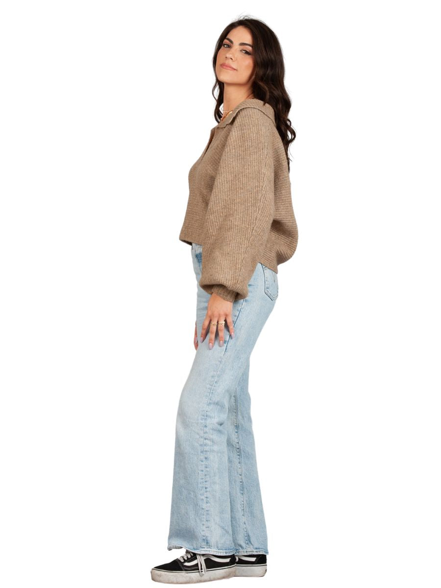 AMINA PULLOVER COLLAR SWEATER-WHEAT