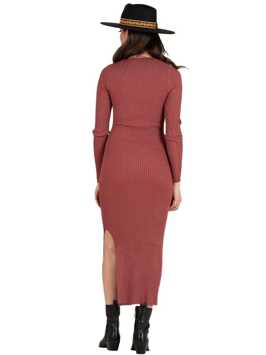 AMELIE MIDRIFF CUTOUT SWEATER DRESS-CLAY
