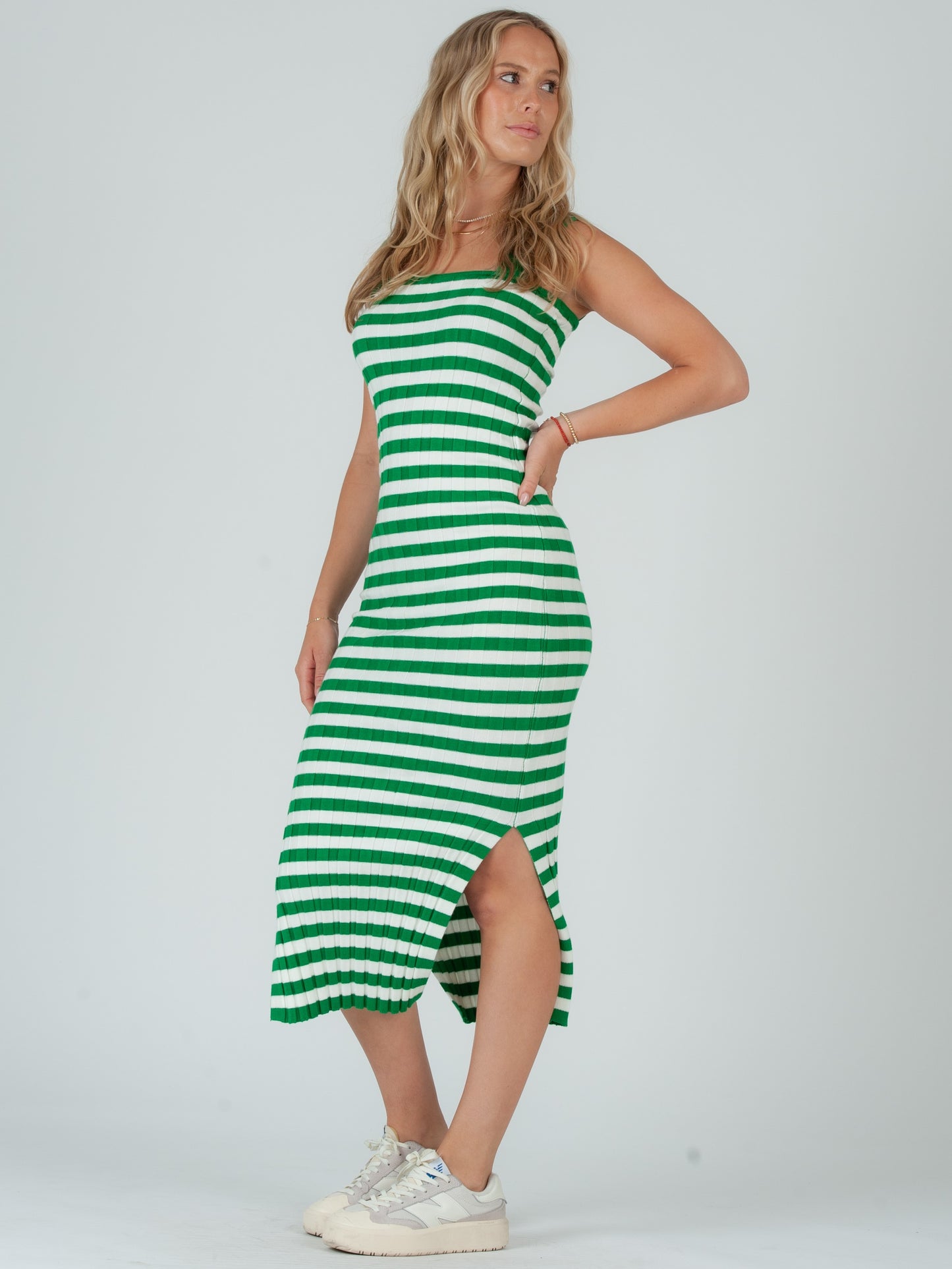 GREEN STRIPED DRESS