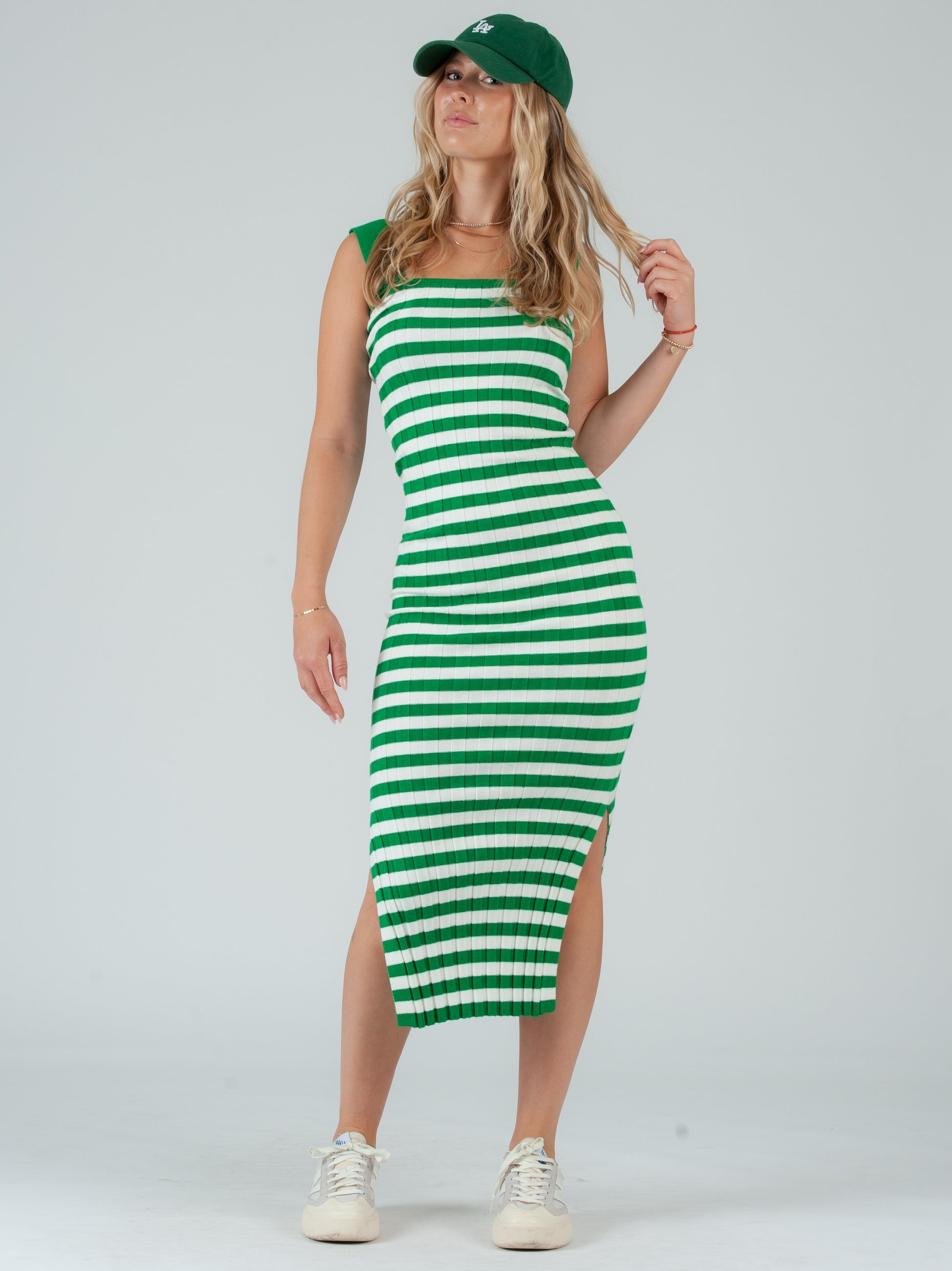 GREEN STRIPED DRESS
