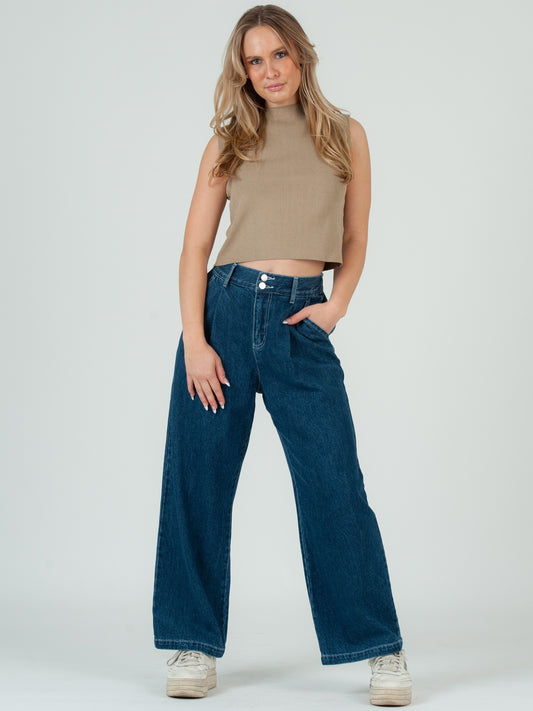 Women's Knit Sleeveless Mock Neck Top