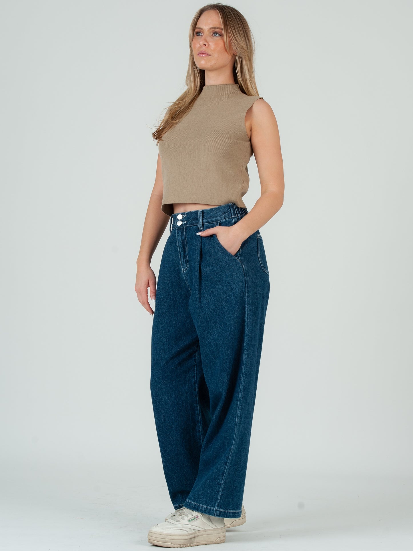 Women's Knit Sleeveless Mock Neck Top