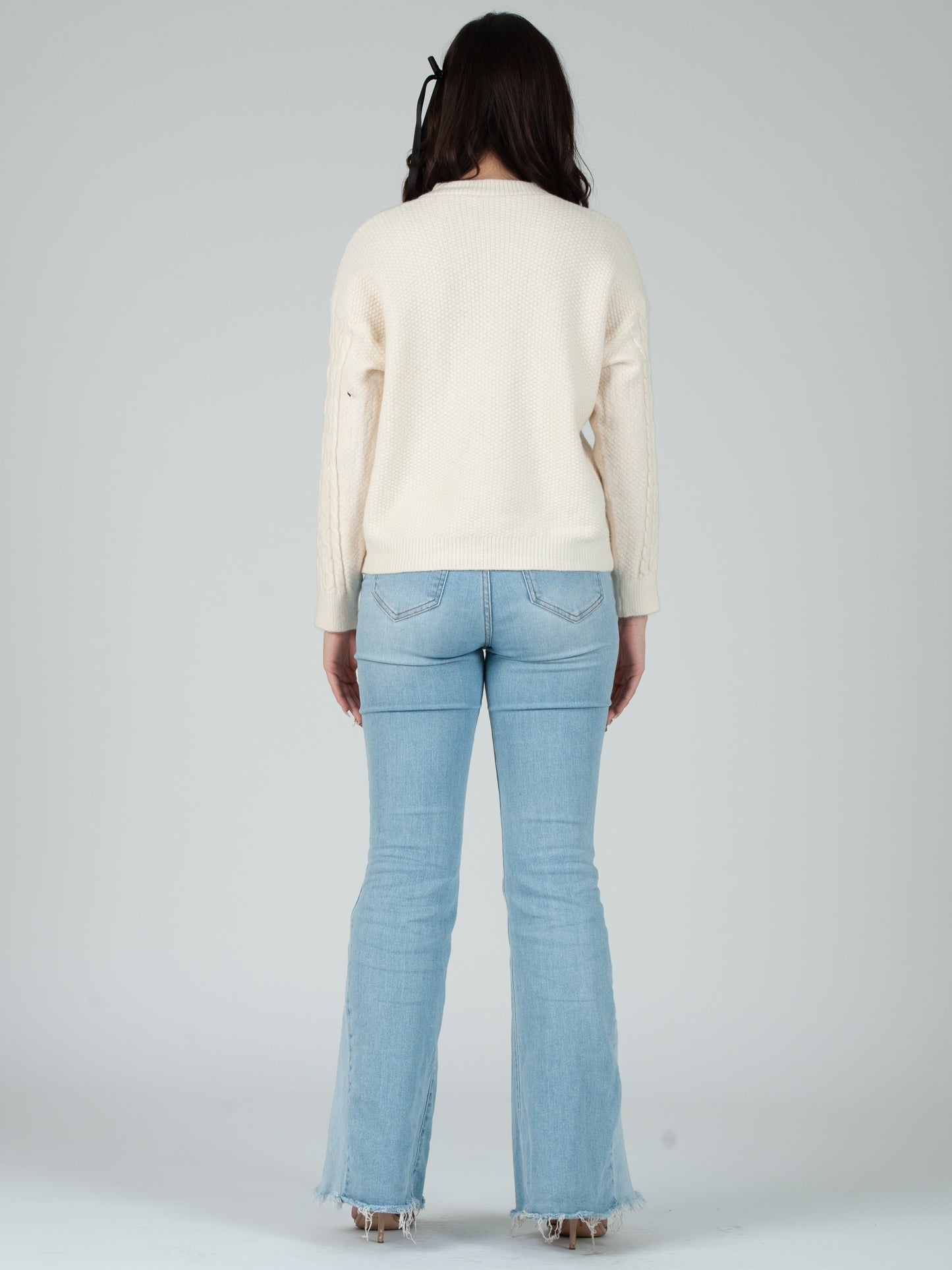 Women's Cable Knit Bow Cardigan