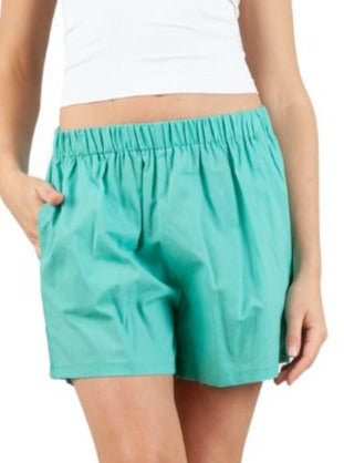 BAHAMA MAMA LINEN SHORTS-AQUA GREEN