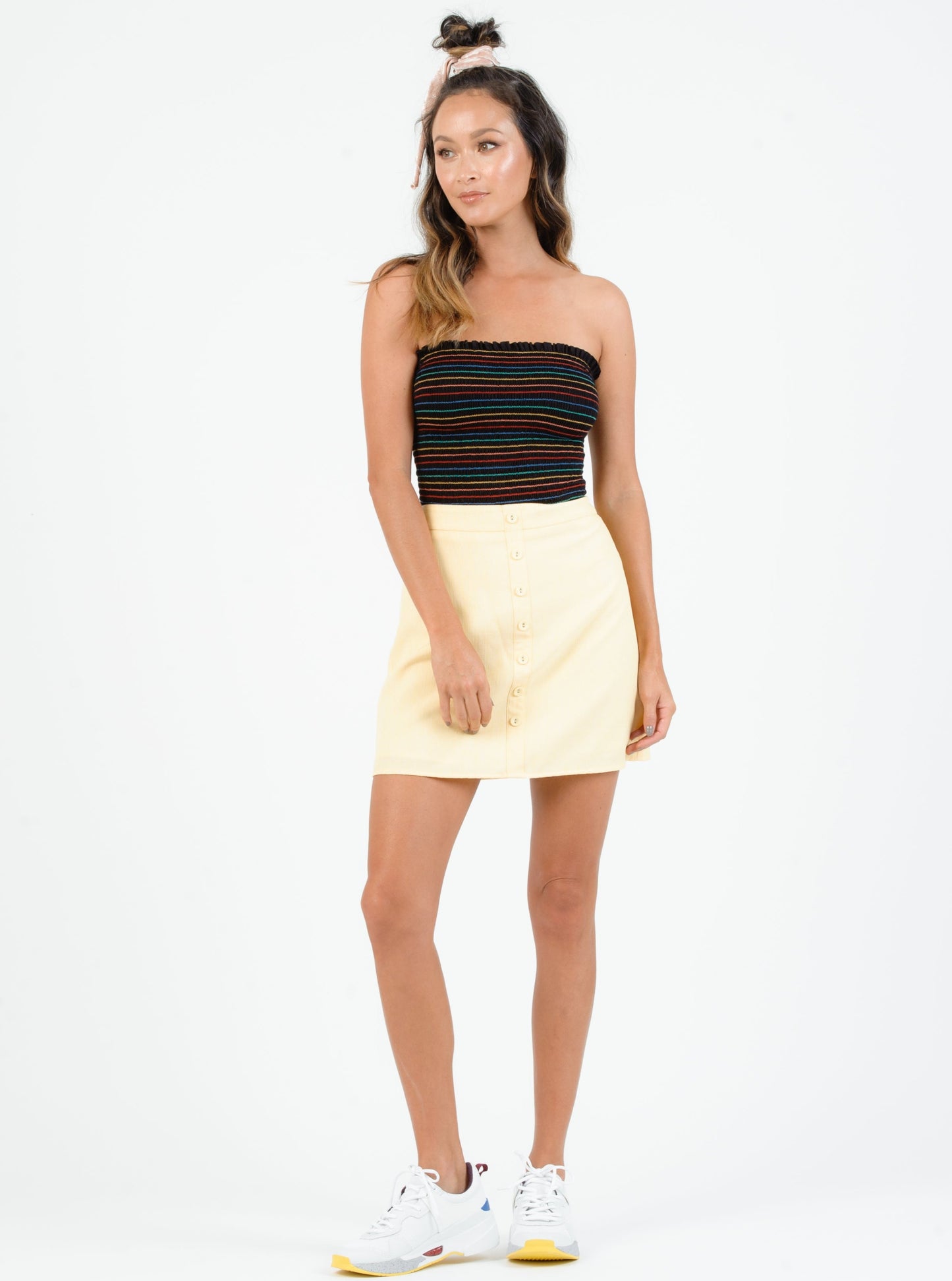 CHELSEA FRONT BUTTON SKIRT-CANARY