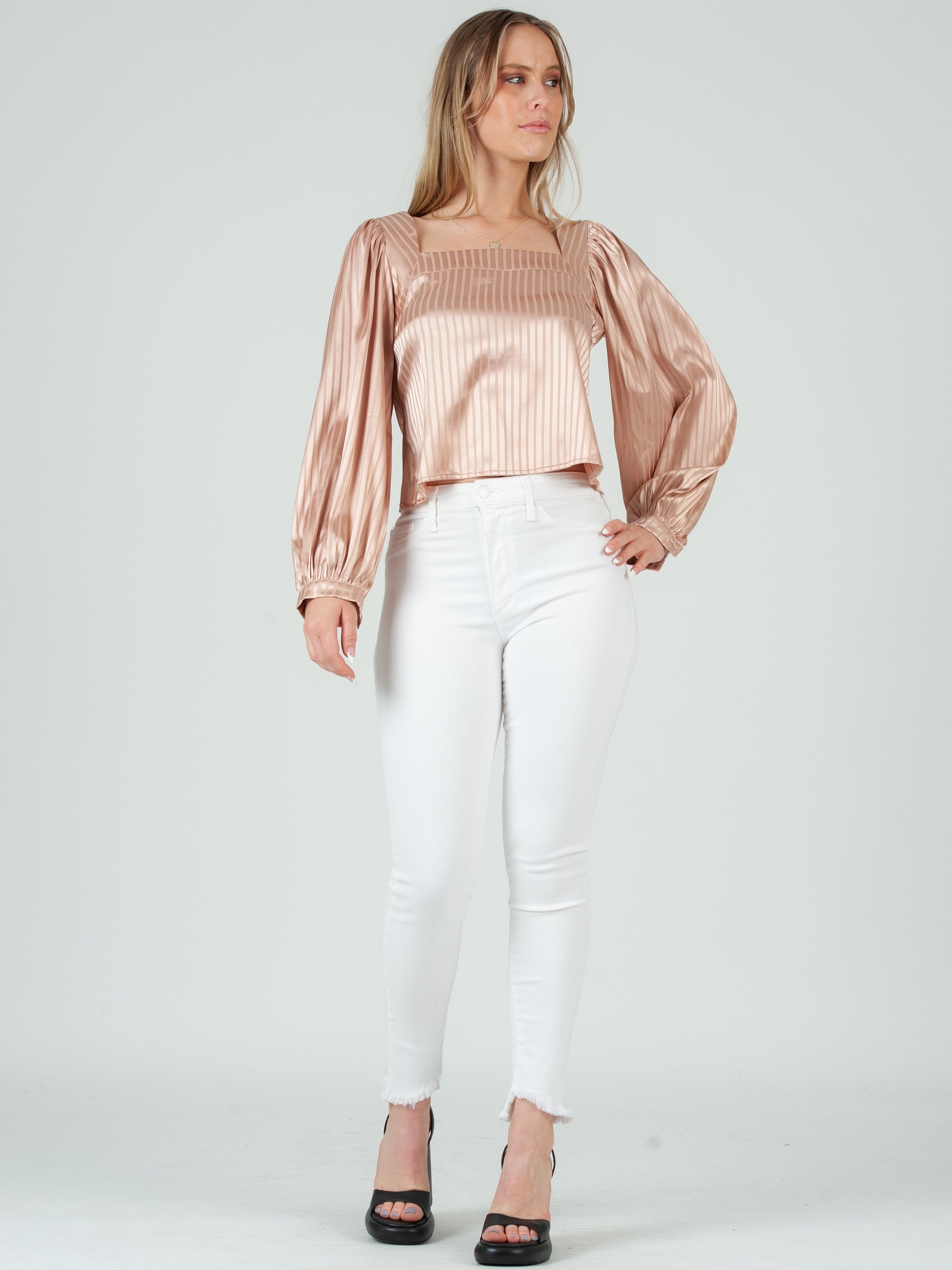 SATIN STRIPED TOP