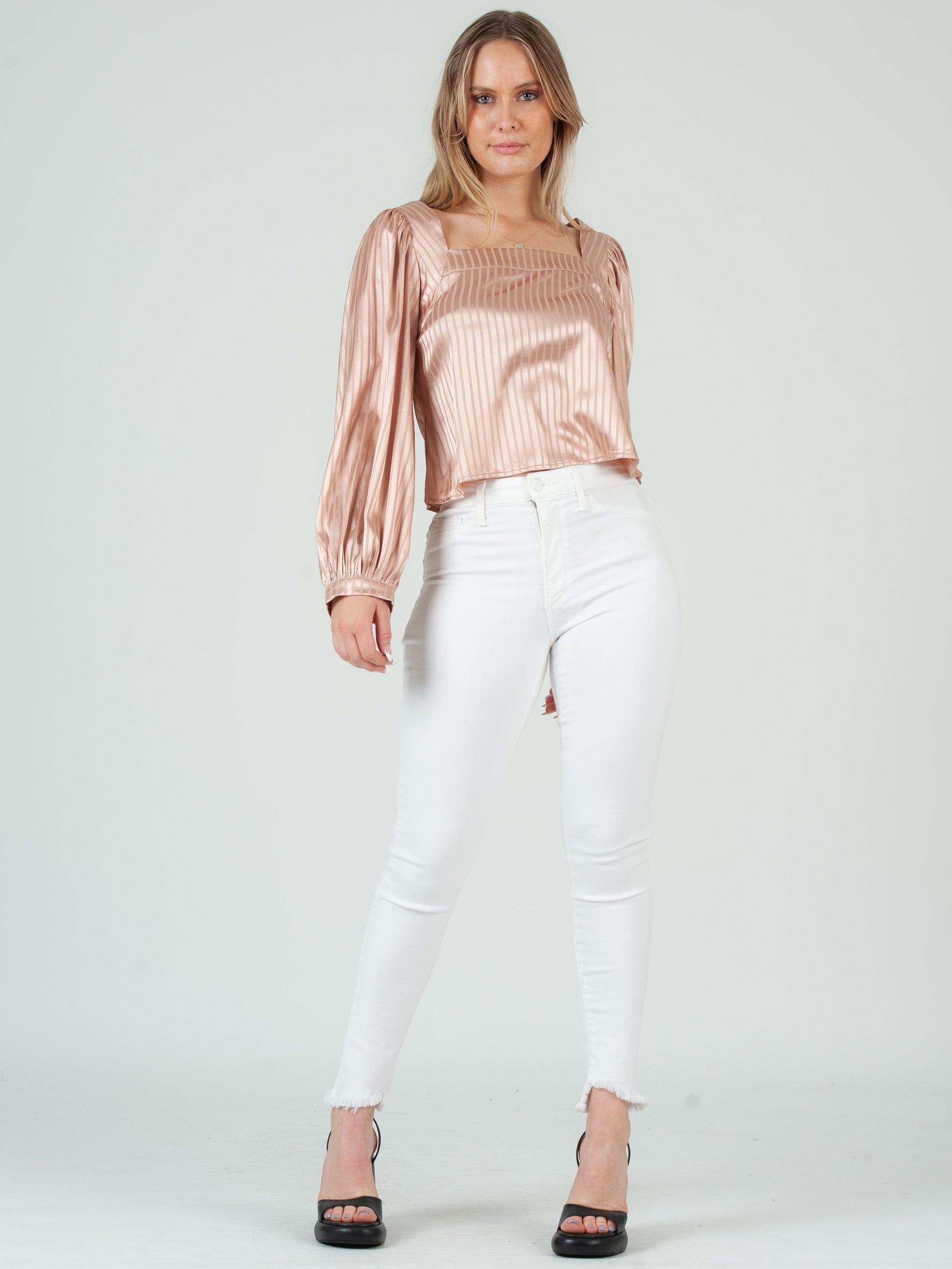 SATIN STRIPED TOP