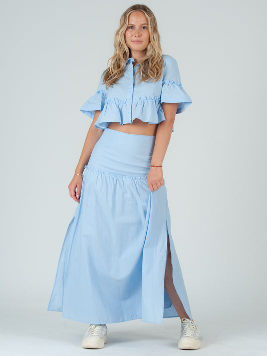 Women's Linen Blouse & Skirt Set