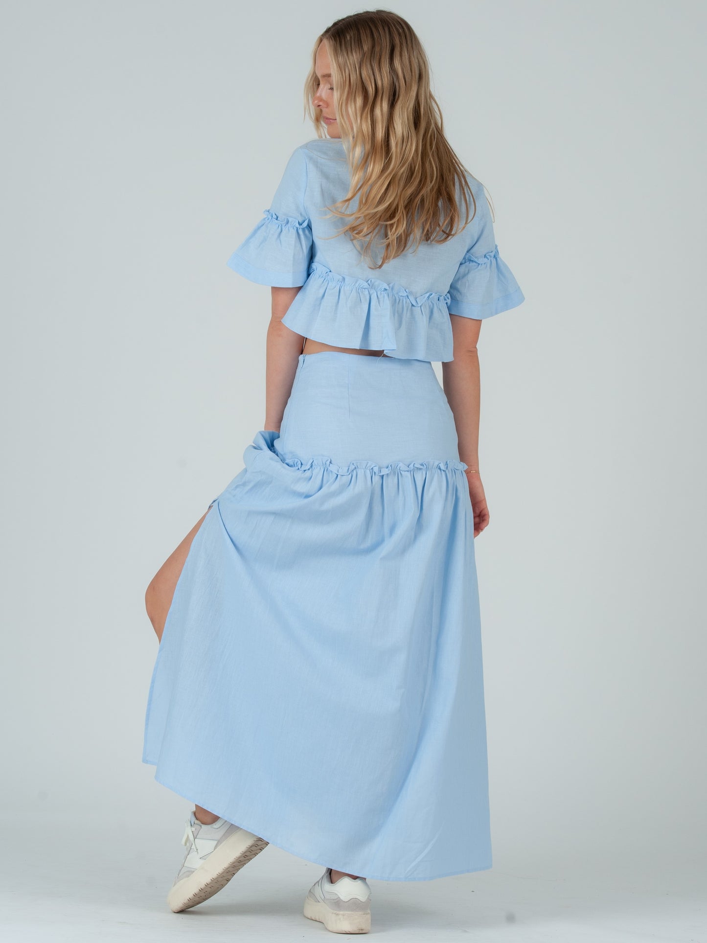 Women's Linen Blouse & Skirt Set