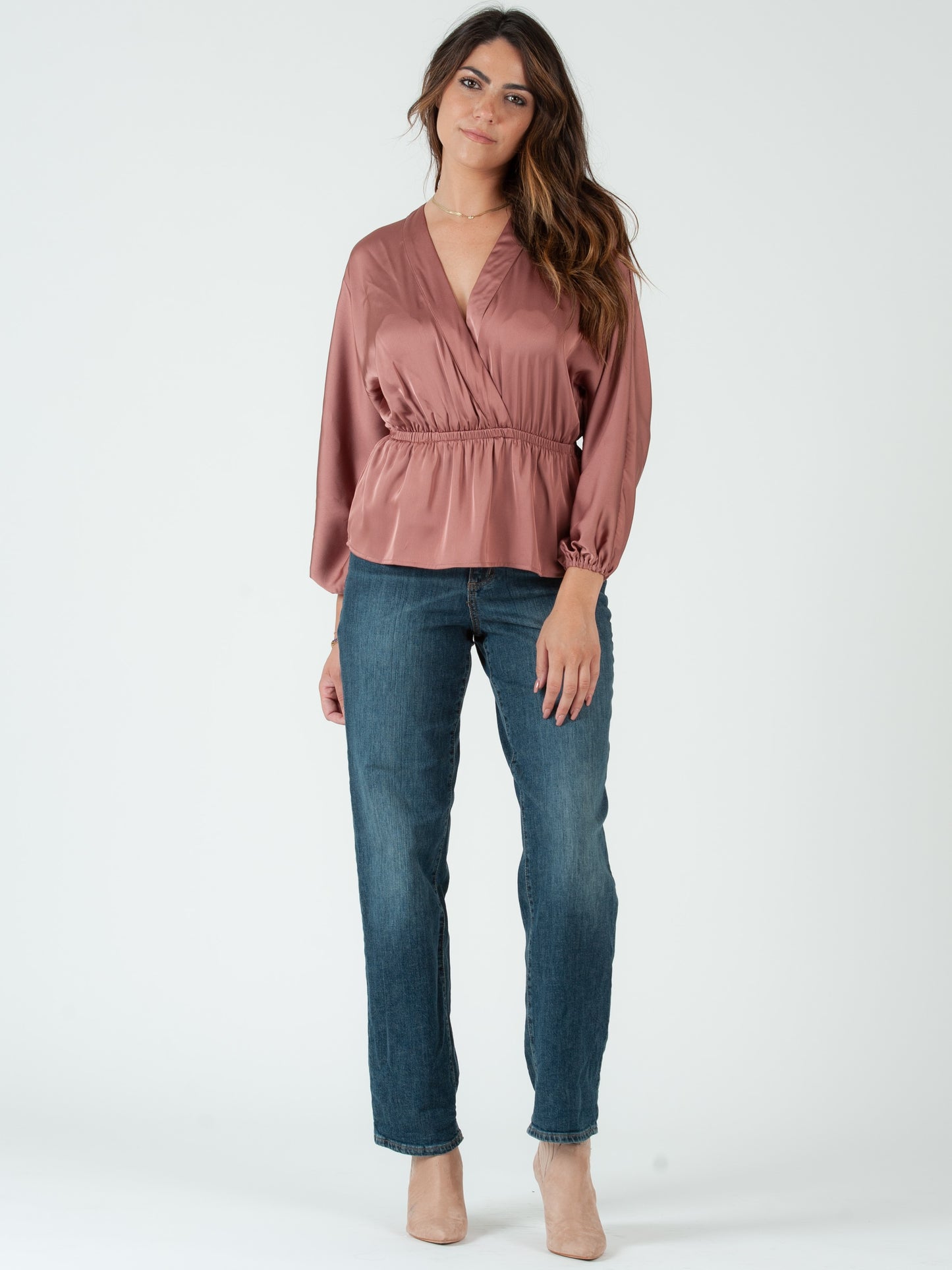 Women's Satin Peplum Blouse