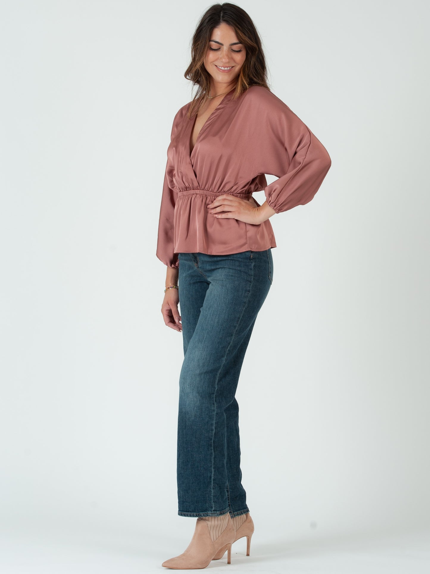 Women's Satin Peplum Blouse