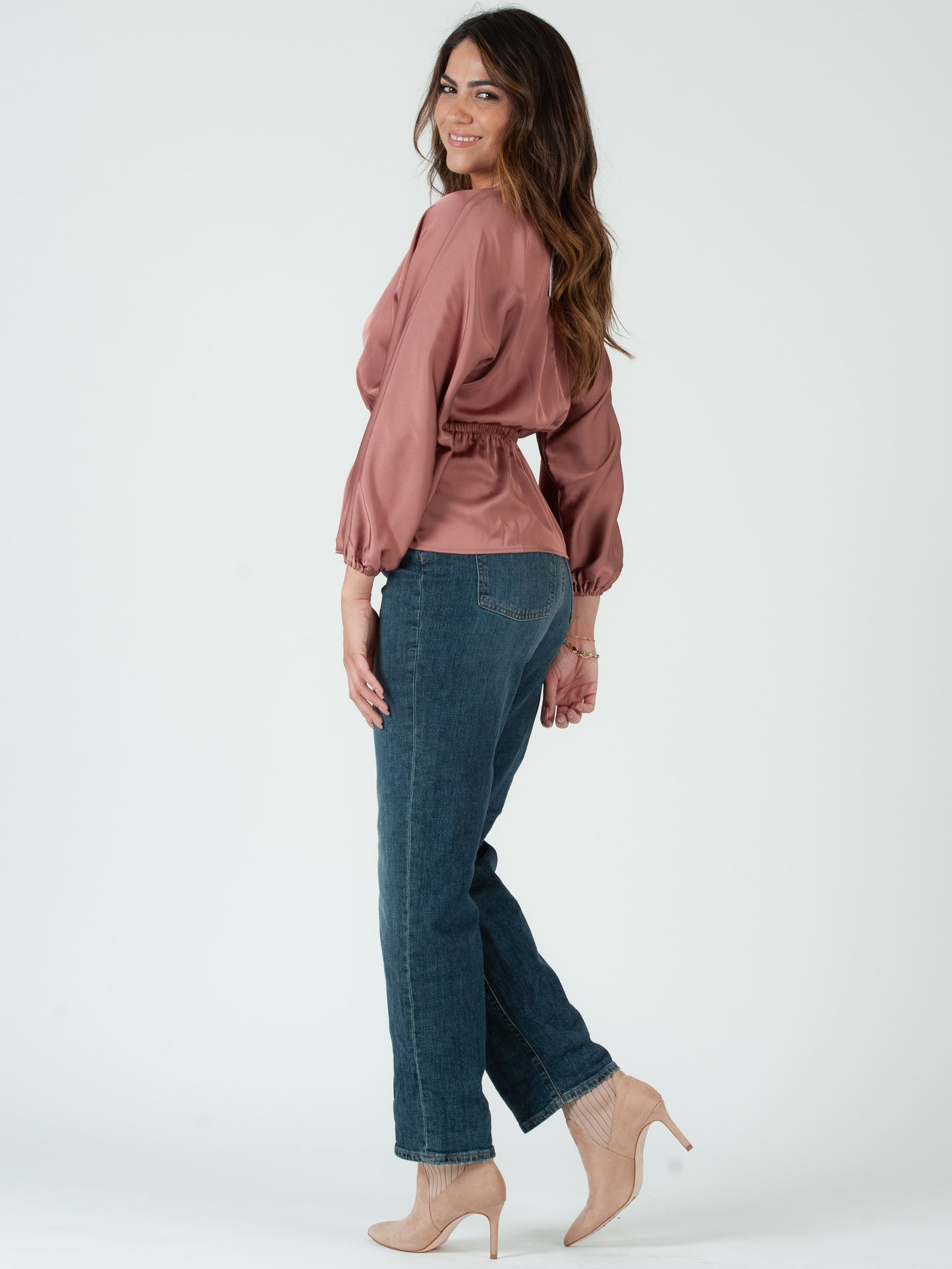 Women's Satin Peplum Blouse